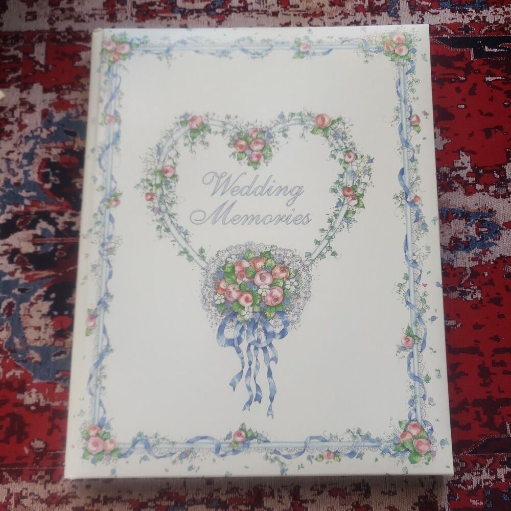 Vintage 80s C.R. Gibson Wedding Memories Book Gift Boxed Lucy Rigg Floral Unused